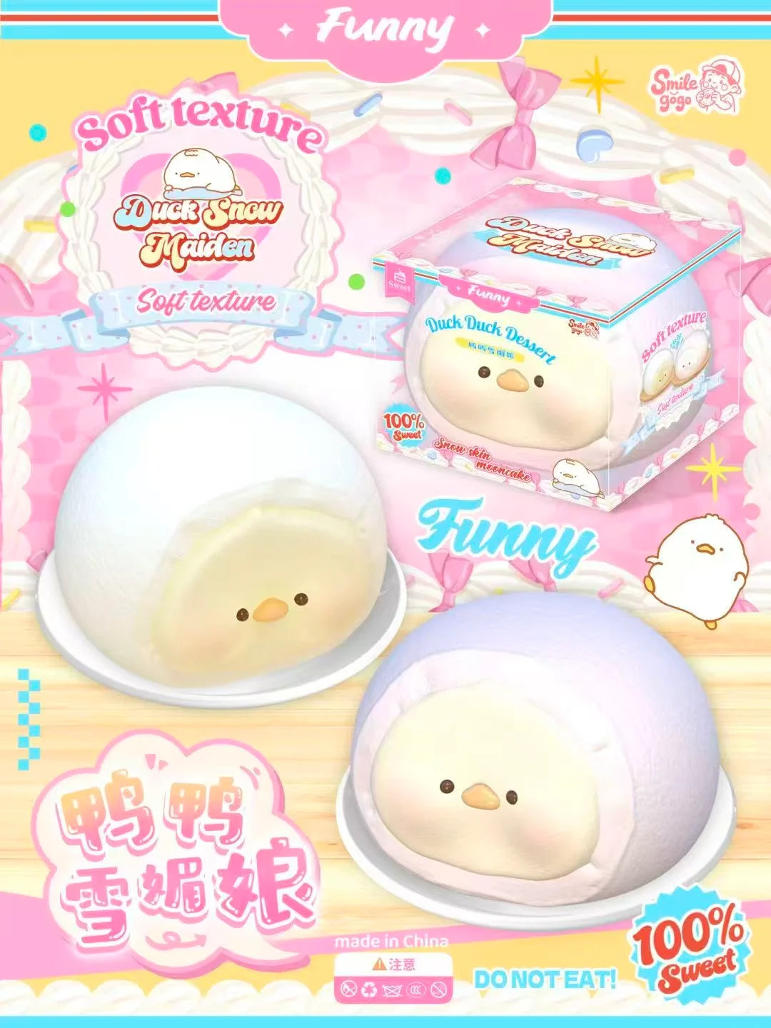 "Duckfufu" Snow Mochi Squishy ; Daifuku Duck Dessert - Smilegogo